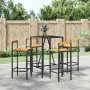 Bartisch und Gartenhocker 5 Stück Akazienholz PE Rattan schwarz von vidaXL, Gartensets - Ref: Foro24-3187691, Preis: 275,23 €...