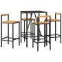 Bar table and garden stools 5 pieces acacia wood PE rattan black by vidaXL, Garden sets - Ref: Foro24-3187691, Price: 267,68 ...