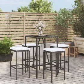 Garden table and high stools 5 pieces and black PE rattan cushions by vidaXL, Garden sets - Ref: Foro24-3187632, Price: 226,9...
