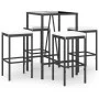 Garden table and high stools 5 pieces and black PE rattan cushions by vidaXL, Garden sets - Ref: Foro24-3187632, Price: 226,9...