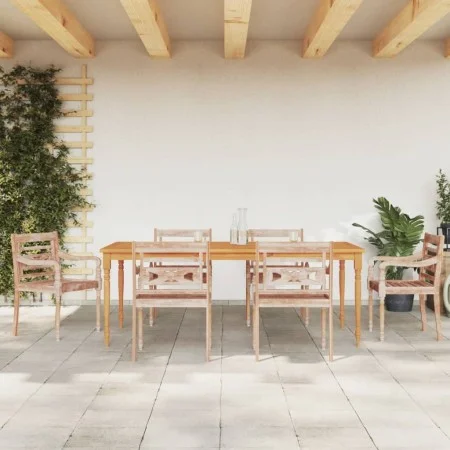 Batavia-Stühle, 6 Stück, massives, weiß getünchtes Teakholz von vidaXL, Gartenstühle - Ref: Foro24-3155989, Preis: 634,15 €, ...
