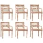 Batavia-Stühle, 6 Stück, massives, weiß getünchtes Teakholz von vidaXL, Gartenstühle - Ref: Foro24-3155989, Preis: 634,15 €, ...