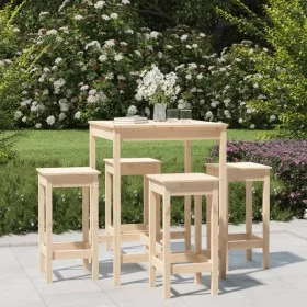 Gartentisch und Hochhocker 5-teilig aus massivem Kiefernholz von vidaXL, Gartensets - Ref: Foro24-3154730, Preis: 276,81 €, R...