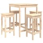 Mesa y taburetes altos jardín 5 piezas madera maciza de pino