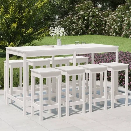 Garden table and high stools 9 pieces solid white pine wood by vidaXL, Garden sets - Ref: Foro24-3154766, Price: 654,22 €, Di...