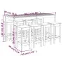 Garden table and high stools 9 pieces solid white pine wood by vidaXL, Garden sets - Ref: Foro24-3154766, Price: 654,22 €, Di...