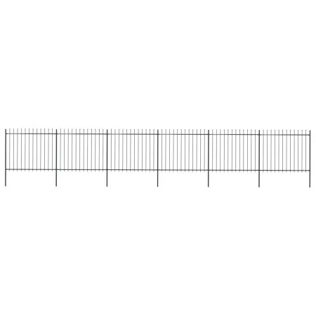 Garden fence with black steel spearheads 10.2x1.5 m by vidaXL, fence panels - Ref: Foro24-277634, Price: 416,81 €, Discount: %