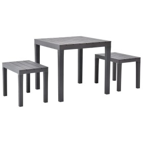 Gartentisch mit 2 braunen Kunststoffbänken von vidaXL, Gartensets - Ref: Foro24-48779, Preis: 95,93 €, Rabatt: %