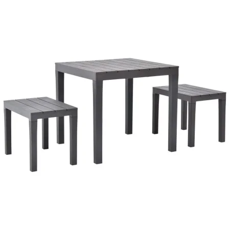 Garden table with 2 brown plastic benches by vidaXL, Garden sets - Ref: Foro24-48779, Price: 95,93 €, Discount: %