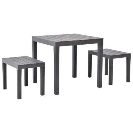 Gartentisch mit 2 braunen Kunststoffbänken von vidaXL, Gartensets - Ref: Foro24-48779, Preis: 95,93 €, Rabatt: %