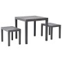 Gartentisch mit 2 braunen Kunststoffbänken von vidaXL, Gartensets - Ref: Foro24-48779, Preis: 95,93 €, Rabatt: %