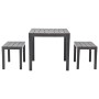 Gartentisch mit 2 braunen Kunststoffbänken von vidaXL, Gartensets - Ref: Foro24-48779, Preis: 95,93 €, Rabatt: %