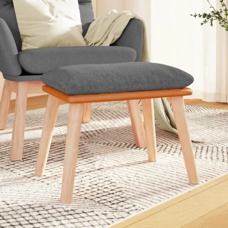 Footstool in light gray fabric and synthetic leather 45x29.5x35 cm by vidaXL, Ottomans - Ref: Foro24-341446, Price: 36,25 €, ...