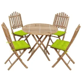 5-piece folding garden dining set with bamboo cushions by vidaXL, Garden sets - Ref: Foro24-3063986, Price: 268,66 €, Discoun...