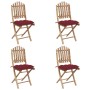 5-teiliges klappbares Garten-Essset mit Bambuskissen von vidaXL, Gartensets - Ref: Foro24-3063984, Preis: 272,01 €, Rabatt: %