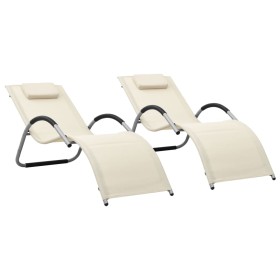 Sun loungers 2 units cream and gray textilene by vidaXL, Loungers - Ref: Foro24-310518, Price: 139,91 €, Discount: %
