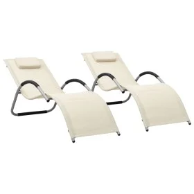 Sun loungers 2 units cream and gray textilene by vidaXL, Loungers - Ref: Foro24-310518, Price: 133,60 €, Discount: %