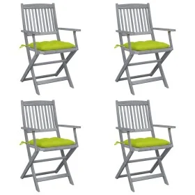 Klappbare Gartenstühle, 4 Stück, Kissen aus massivem Akazienholz von vidaXL, Gartenstühle - Ref: Foro24-3064535, Preis: 185,9...
