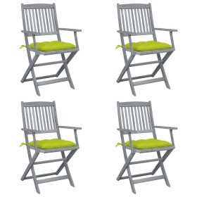 Klappbare Gartenstühle, 4 Stück, Kissen aus massivem Akazienholz von vidaXL, Gartenstühle - Ref: Foro24-3064535, Preis: 188,3...