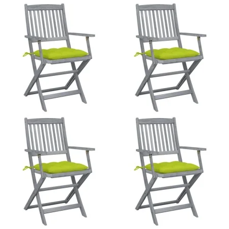 Klappbare Gartenstühle, 4 Stück, Kissen aus massivem Akazienholz von vidaXL, Gartenstühle - Ref: Foro24-3064535, Preis: 185,9...