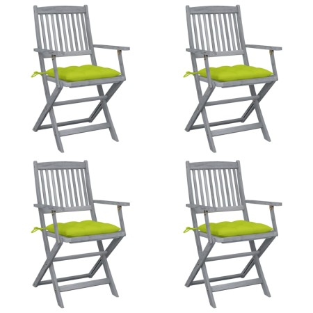 Klappbare Gartenstühle, 4 Stück, Kissen aus massivem Akazienholz von vidaXL, Gartenstühle - Ref: Foro24-3064535, Preis: 188,3...
