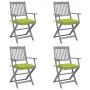 Klappbare Gartenstühle, 4 Stück, Kissen aus massivem Akazienholz von vidaXL, Gartenstühle - Ref: Foro24-3064535, Preis: 185,9...