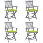 Klappbare Gartenstühle, 4 Stück, Kissen aus massivem Akazienholz von vidaXL, Gartenstühle - Ref: Foro24-3064535, Preis: 188,3...