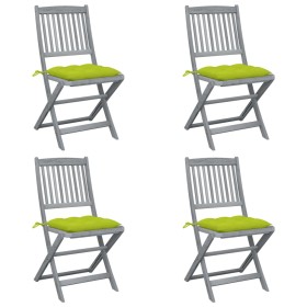 Folding garden chairs 4 pcs cushions solid acacia wood by vidaXL, Garden chairs - Ref: Foro24-3064589, Price: 208,45 €, Disco...