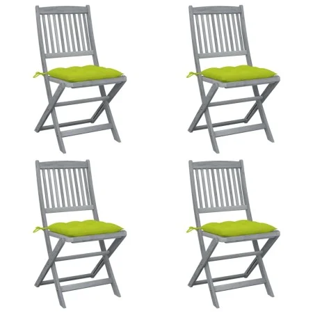 Klappbare Gartenstühle, 4 Stück, Kissen aus massivem Akazienholz von vidaXL, Gartenstühle - Ref: Foro24-3064589, Preis: 205,5...