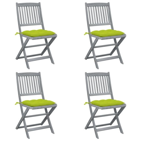 Klappbare Gartenstühle, 4 Stück, Kissen aus massivem Akazienholz von vidaXL, Gartenstühle - Ref: Foro24-3064589, Preis: 208,4...