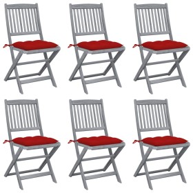 Folding garden chairs 6 pcs solid acacia wood cushions by vidaXL, Garden chairs - Ref: Foro24-3065455, Price: 324,13 €, Disco...