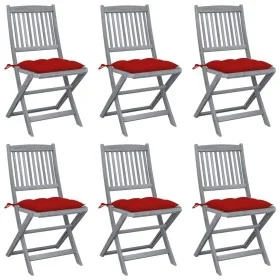 Klappbare Gartenstühle, 6 Stück, Kissen aus massivem Akazienholz von vidaXL, Gartenstühle - Ref: Foro24-3065455, Preis: 318,4...