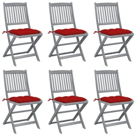 Klappbare Gartenstühle, 6 Stück, Kissen aus massivem Akazienholz von vidaXL, Gartenstühle - Ref: Foro24-3065455, Preis: 318,4...