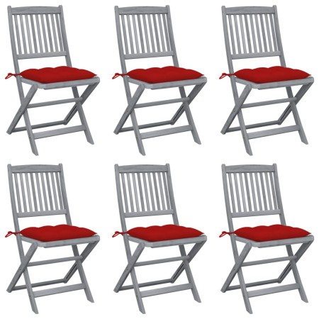 Klappbare Gartenstühle, 6 Stück, Kissen aus massivem Akazienholz von vidaXL, Gartenstühle - Ref: Foro24-3065455, Preis: 324,1...