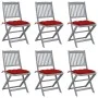 Folding garden chairs 6 pcs solid acacia wood cushions by vidaXL, Garden chairs - Ref: Foro24-3065455, Price: 318,91 €, Disco...