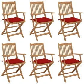 6 pcs folding garden chairs and solid acacia wood cushions by vidaXL, Garden chairs - Ref: Foro24-3074961, Price: 335,21 €, D...