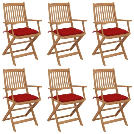 6 pcs folding garden chairs and solid acacia wood cushions by vidaXL, Garden chairs - Ref: Foro24-3074961, Price: 347,42 €, D...