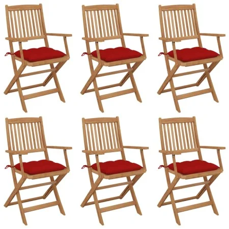 6 pcs folding garden chairs and solid acacia wood cushions by vidaXL, Garden chairs - Ref: Foro24-3074961, Price: 341,26 €, D...