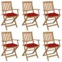 6 Stück klappbare Gartenstühle und Kissen aus massivem Akazienholz von vidaXL, Gartenstühle - Ref: Foro24-3074961, Preis: 341...
