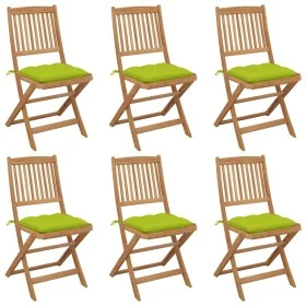 6 pcs folding garden chairs and solid acacia wood cushions by vidaXL, Garden chairs - Ref: Foro24-3075020, Price: 300,29 €, D...