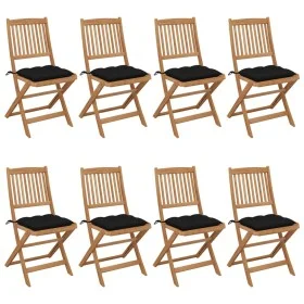 8 Stück klappbare Gartenstühle und Kissen aus massivem Akazienholz von vidaXL, Gartenstühle - Ref: Foro24-3075043, Preis: 375...