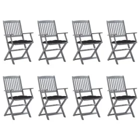 8 pcs folding garden chairs and solid acacia wood cushions by vidaXL, Garden chairs - Ref: Foro24-3078284, Price: 361,98 €, D...