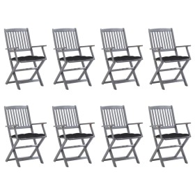 8 Stück klappbare Gartenstühle und Kissen aus massivem Akazienholz von vidaXL, Gartenstühle - Ref: Foro24-3078284, Preis: 366...