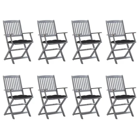 8 pcs folding garden chairs and solid acacia wood cushions by vidaXL, Garden chairs - Ref: Foro24-3078284, Price: 361,60 €, D...
