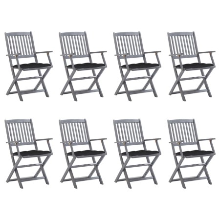 8 Stück klappbare Gartenstühle und Kissen aus massivem Akazienholz von vidaXL, Gartenstühle - Ref: Foro24-3078284, Preis: 366...