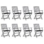 8 pcs folding garden chairs and solid acacia wood cushions by vidaXL, Garden chairs - Ref: Foro24-3078284, Price: 361,60 €, D...