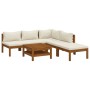 Gartenmöbel 6 Stück cremefarbene Kissen aus massivem Akazienholz von vidaXL, Gartensets - Ref: Foro24-3086948, Preis: 721,91 ...