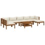 Set de muebles de jardín 8 pzas con cojín crema acacia maciza by vidaXL, Garden sets - Ref: Foro24-3086955, Price: 1,00 €, Di...
