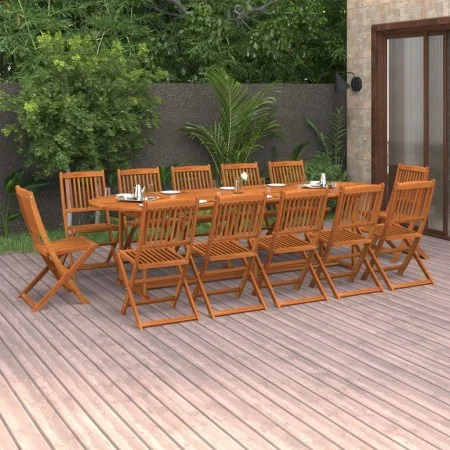 Set de comedor de jardín 13 piezas madera maciza de acacia de vidaXL, Conjuntos de jardín - Ref: Foro24-3086981, Precio: 885,...