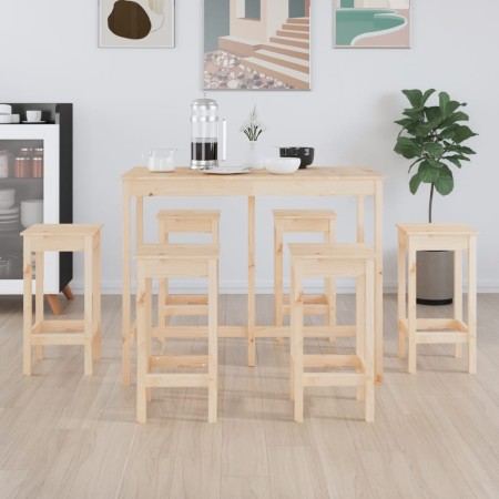 7-teiliges Bar-Set aus massivem Kiefernholz von vidaXL, Möbelsets für Küchen und Esszimmer - Ref: Foro24-3124707, Preis: 392,...
